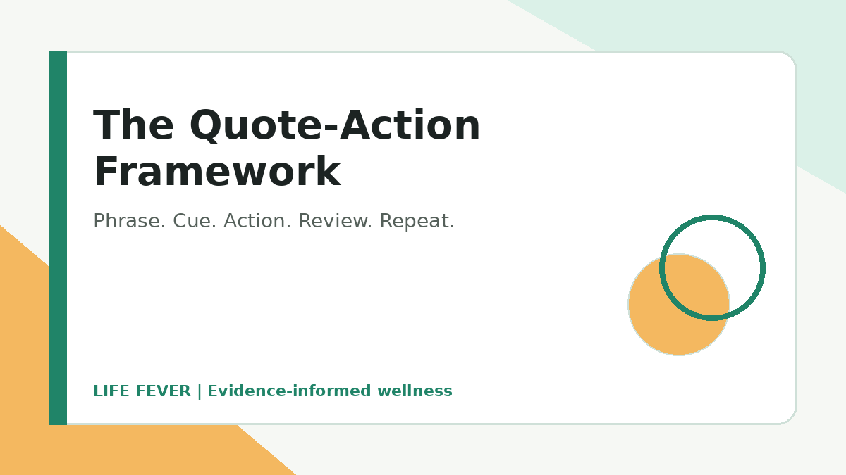 A quote action framework showing phrase cue action and review