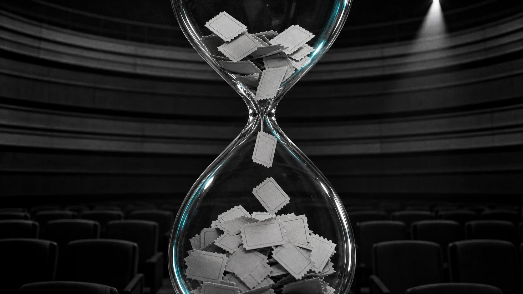 Ticket stubs falling through an hourglass to show that Reminders of Him streaming performance is not yet known.