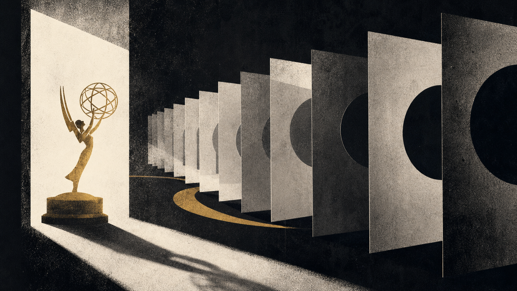 Editorial illustration for 2026 Emmy nominations announcement: The Moment and Context: What the Attention Does Not Prove.