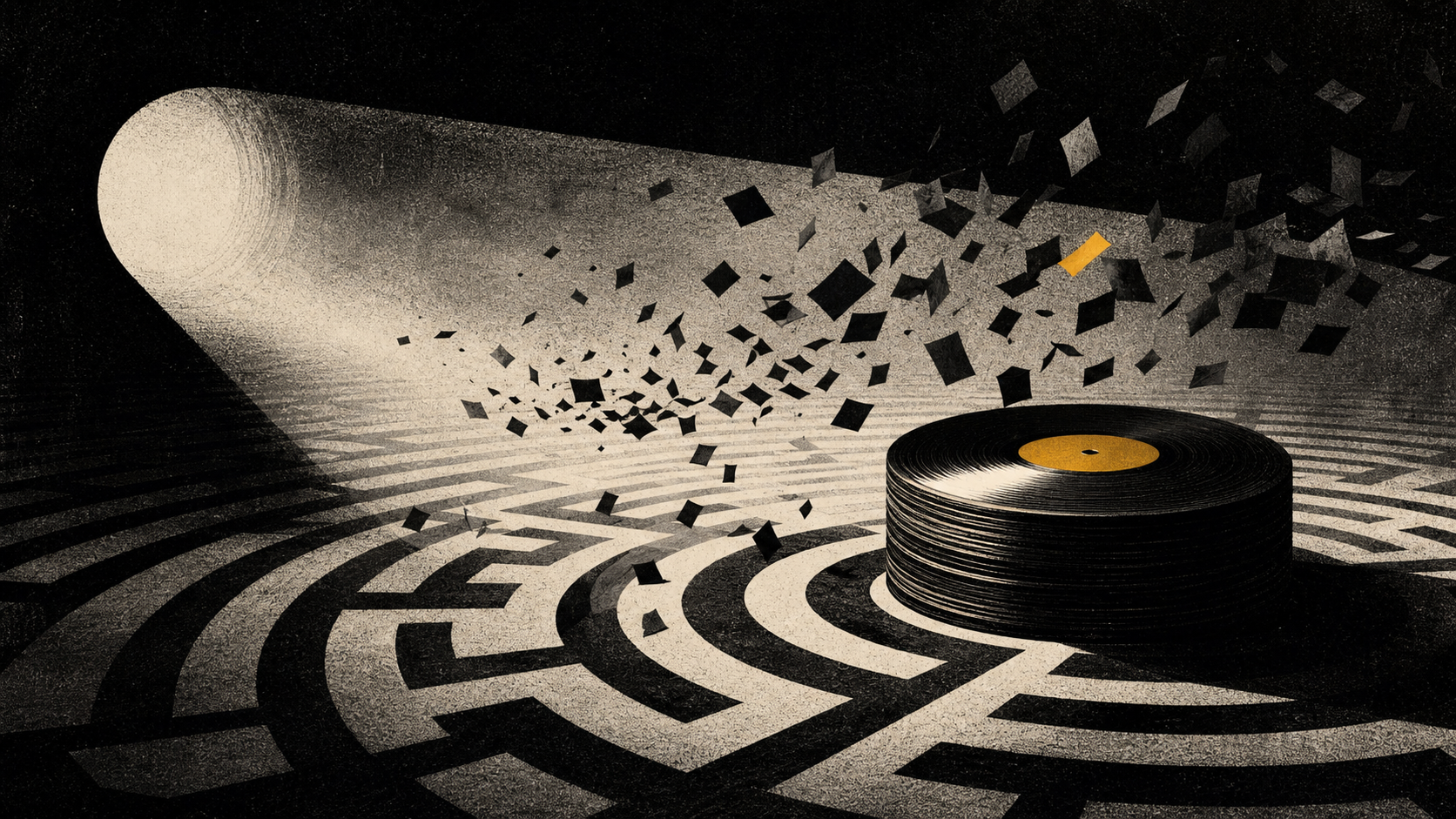 Editorial illustration for public music masters ownership announcements: The Moment and Context: What the Attention Does Not Prove.