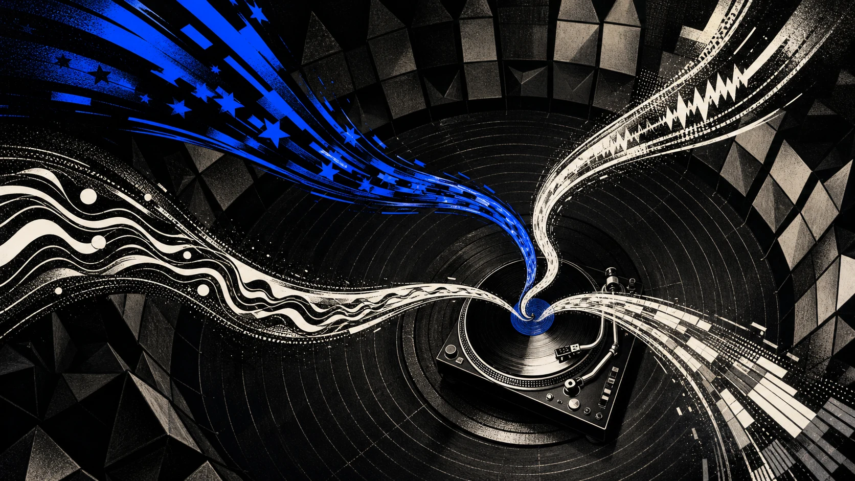 Four abstract rhythms joining a record groove for the Distant Lover collaboration.