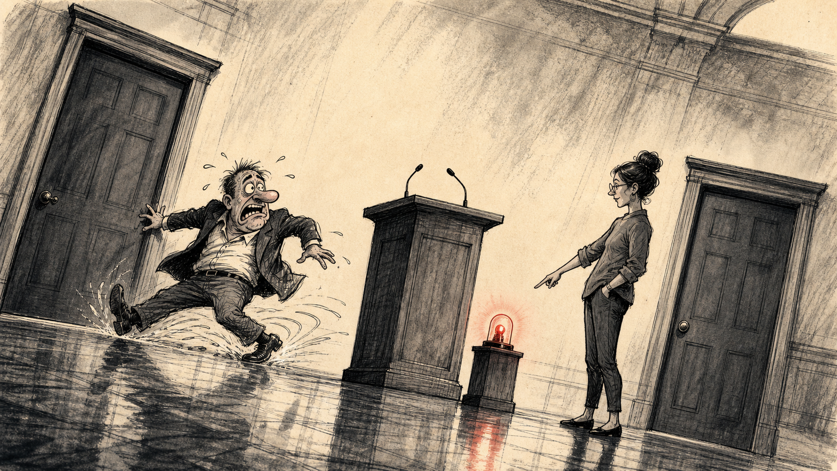 greenland bluster trump surprises debate illustration with original LifeFever8 characters