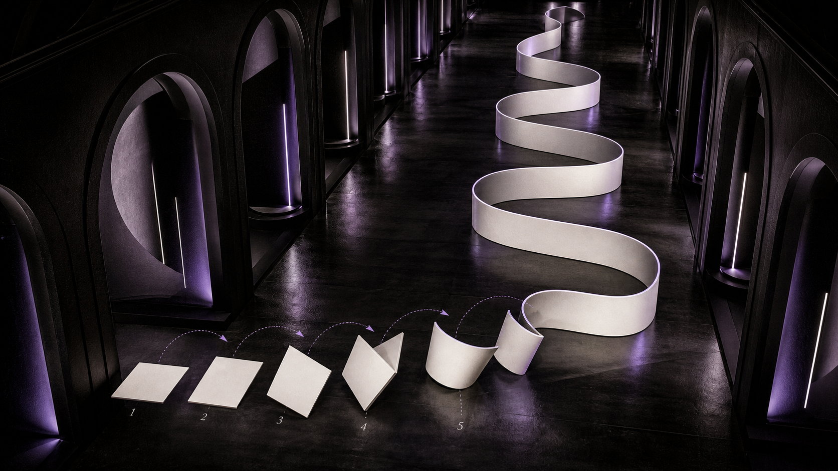 Six music tiles joining into one ribbon to illustrate the cohesion test for Yeonjun's EP.