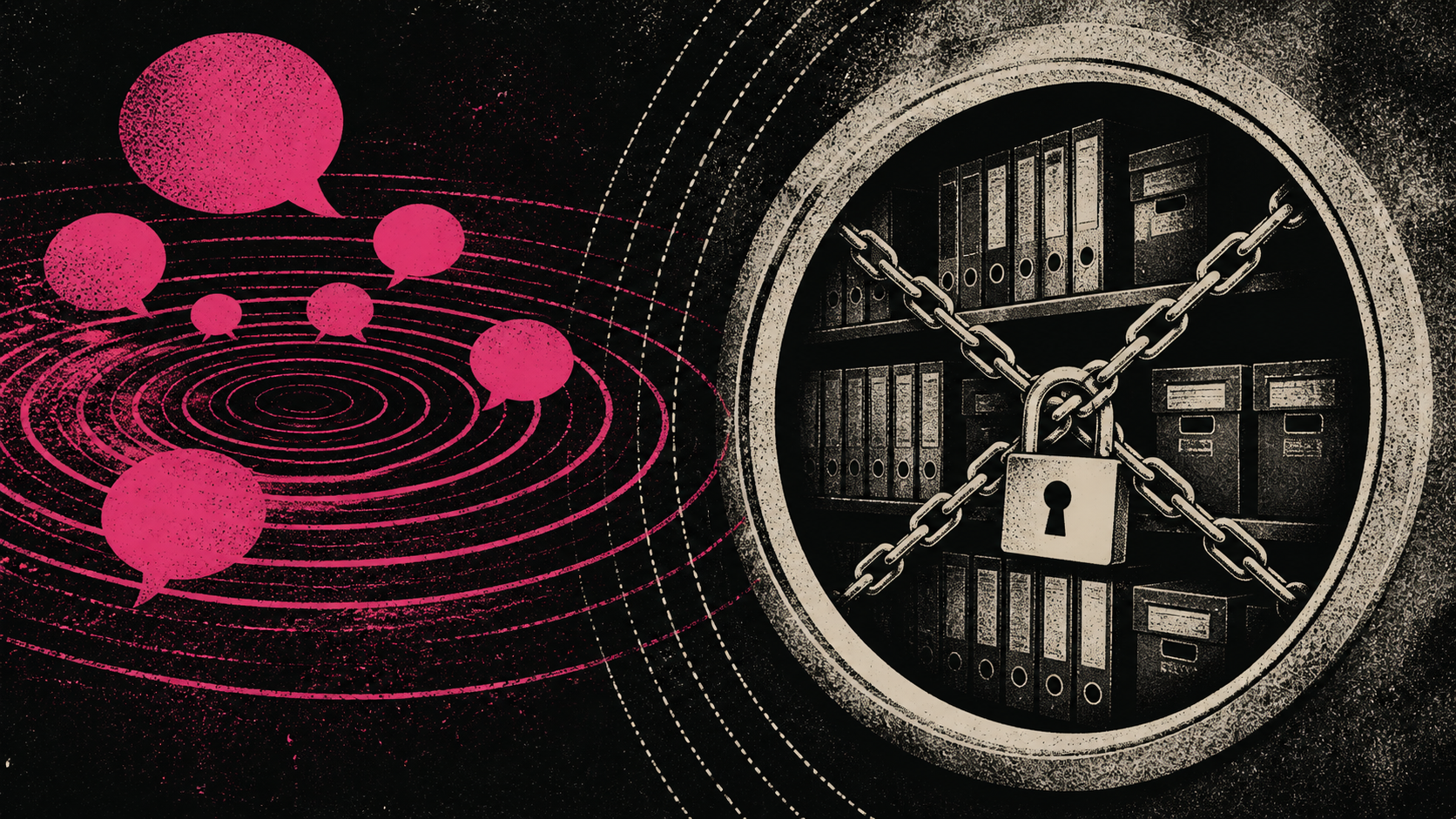 Editorial illustration for public music masters ownership announcements: The Moment and Context: What the Attention Does Not Prove.