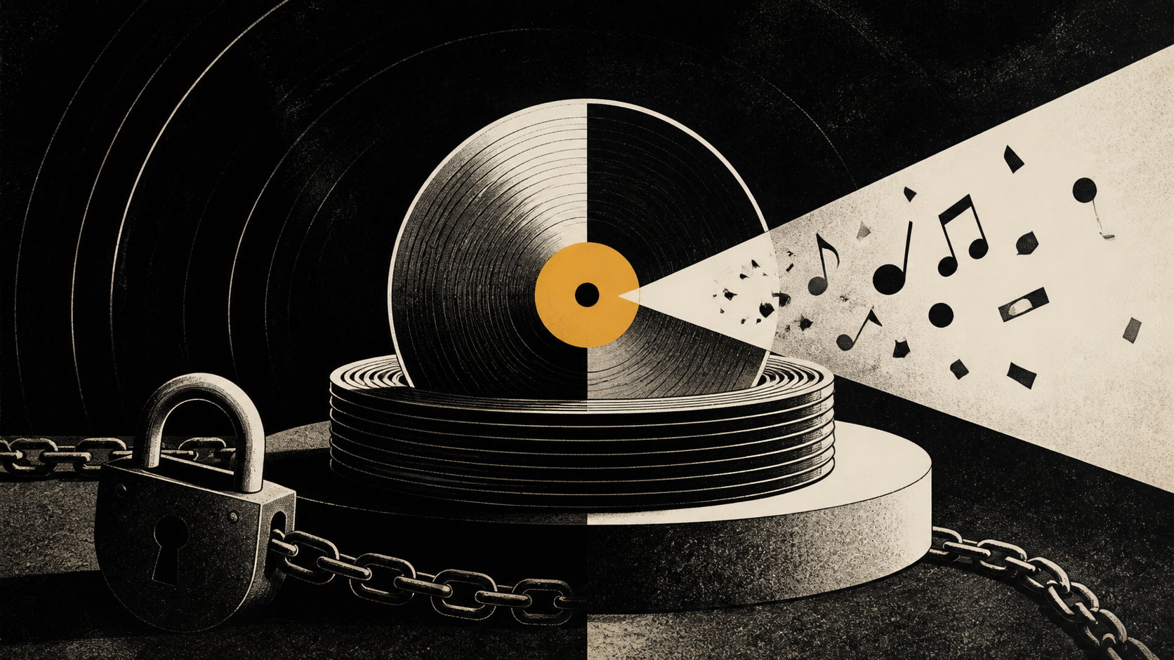 Editorial illustration for public music masters ownership announcements: Music Masters Ownership: What a Public Rights Announcement Can—and Cannot Establish — August 15, 2026 Context Update.
